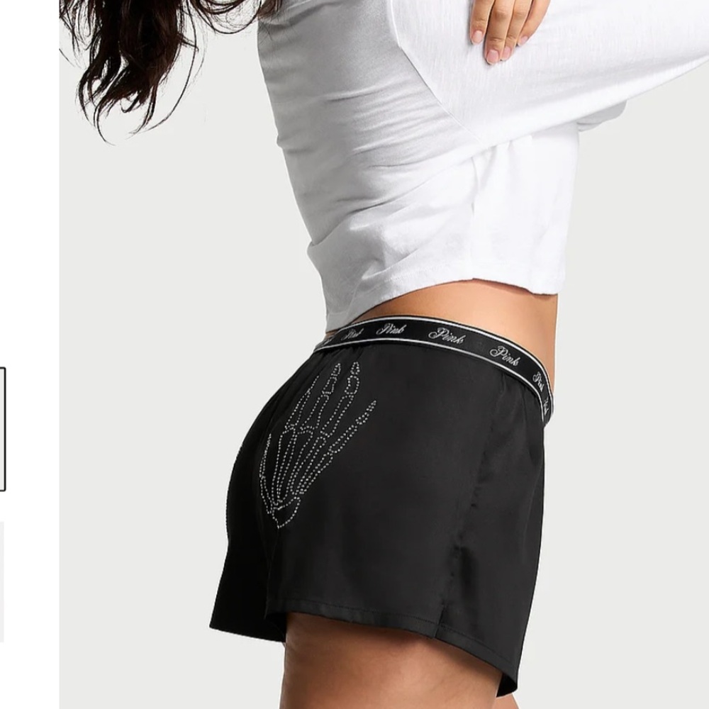 pink skull hands sleep shorts